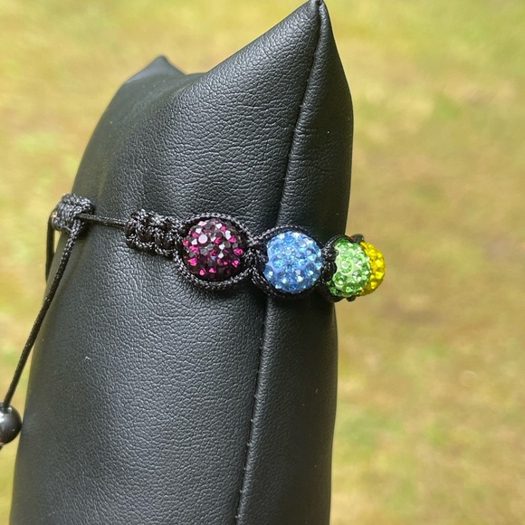 Rainbow Shamballa Macrame Bracelet - Picture 3 of 11